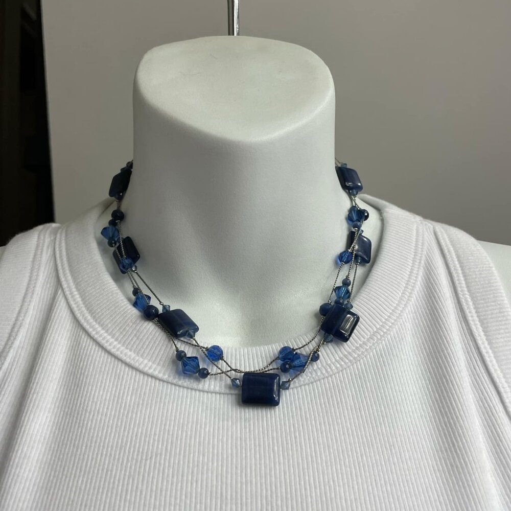 Lia Sophia Cobalt Blue Three-Strand Necklace